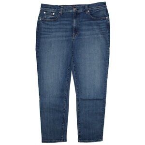 Edwin Bree 1947 Mid-Rise Straight Leg Crop Stretch Denim Blue Size 34 USA Made